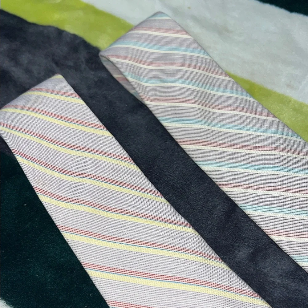 Vintage Mario Valentino Pastel Striped Men's Tie Set